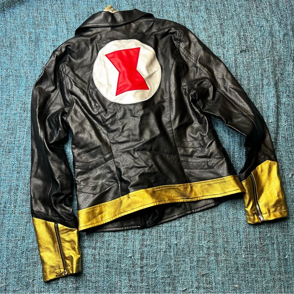 Hot Topic Her Universe Black Widow Vegan Leather Zip Up Moto Jacket Marvel